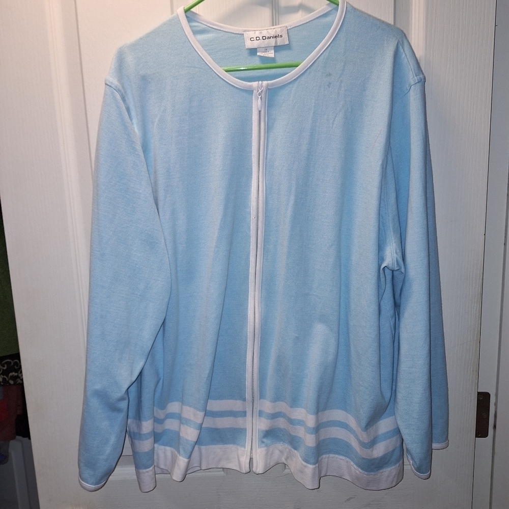 CD Daniels Light Blue Zip Up Cardigan Size 2X
